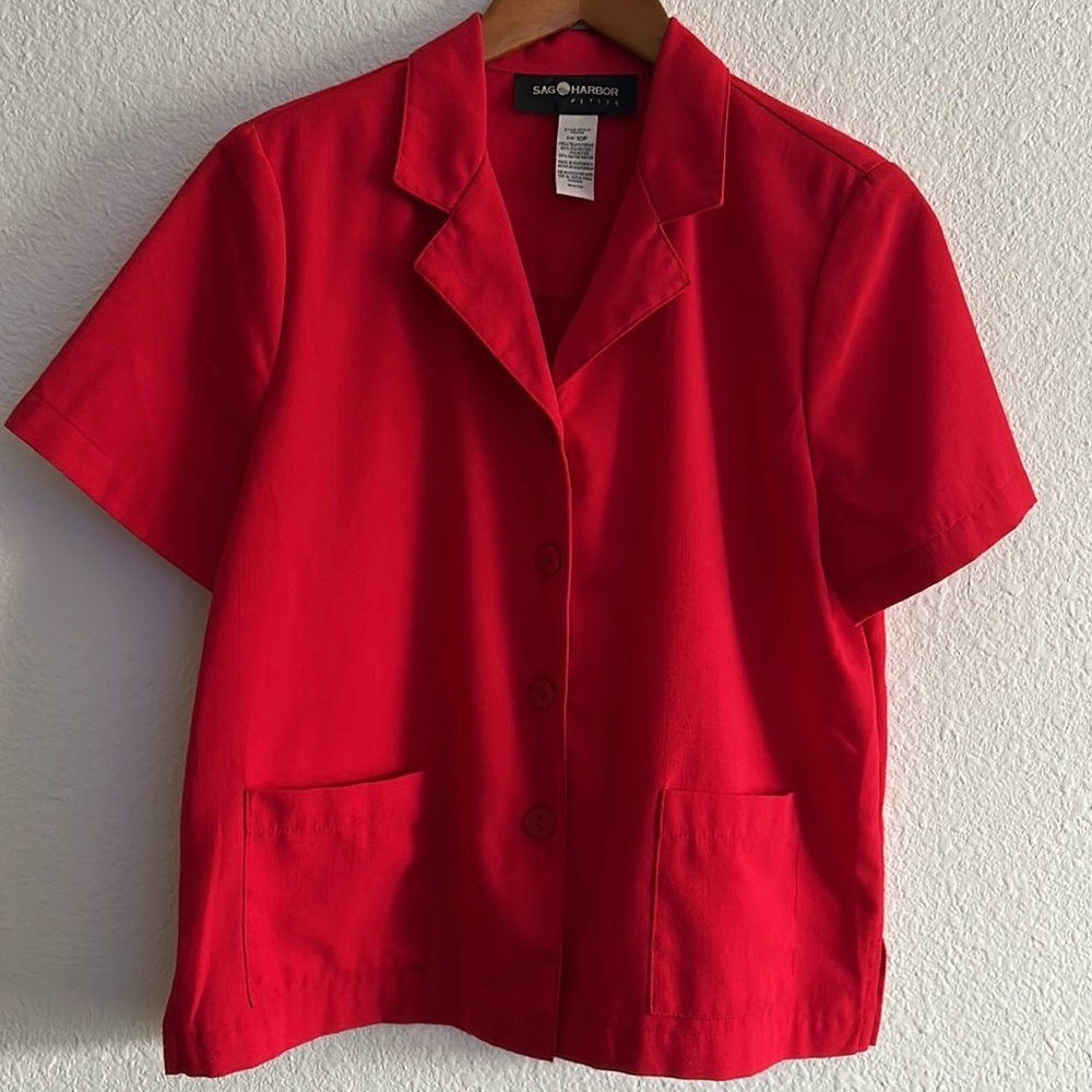 🇺🇸 Vintage Sag Harbor Classic Red Short Sleeve Blazer